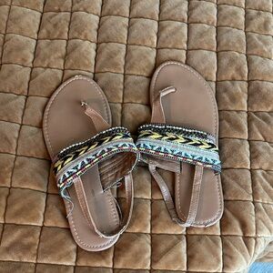 Stylish Tan Beaded Sandals